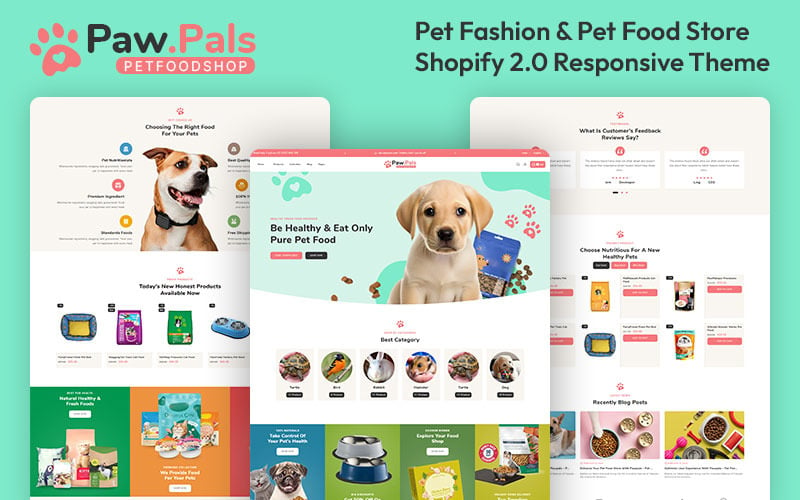 Pawpals – Állateledel és állateledel bolt Többcélú Shopify 2.0 reszponzív téma