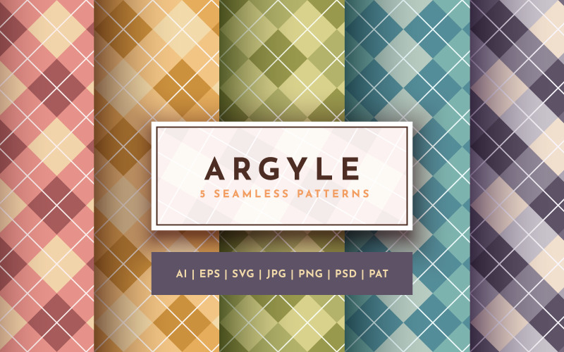 Set 5 sömlösa Argyle-mönster