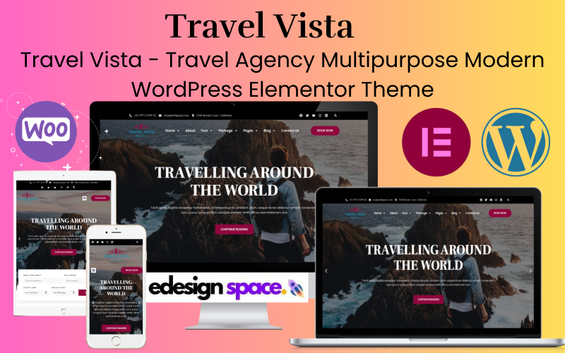 Travel Vista - Tema WordPress Elementor moderno multifuncional para agência de viagens