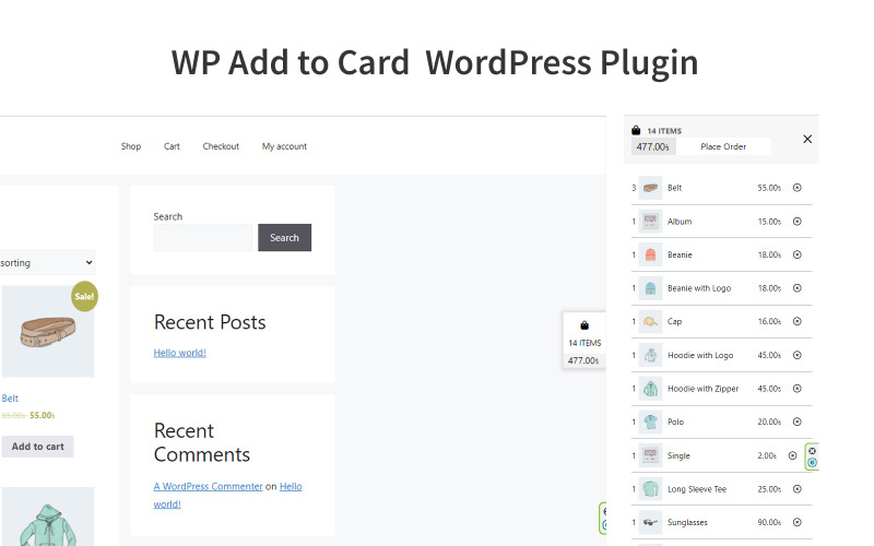 WP Add to Card Woocommerce WordPress beépülő modul
