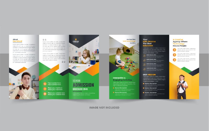 School Admission Trifold Brochure, Kids school admission trifold brochure layout