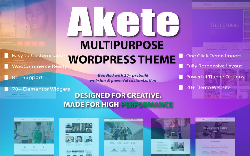 Akete -多用途高级Wordpress & WooCommerce主题
