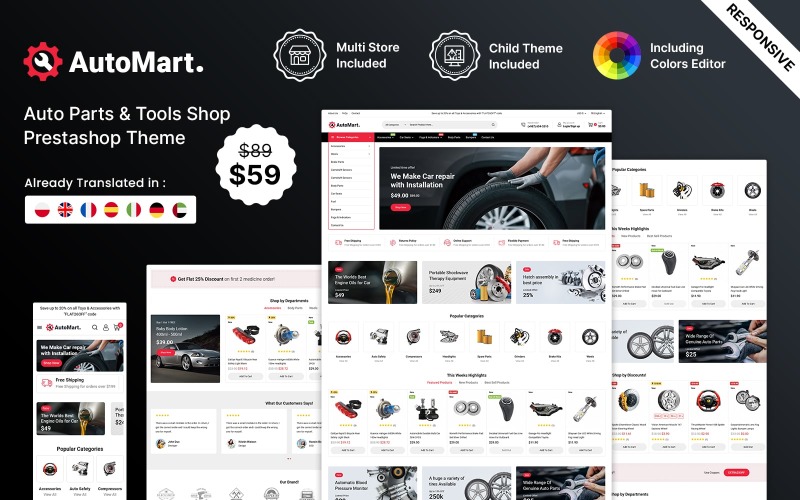 AutoMart - 汽车备件和工具商店 PrestaShop 主题