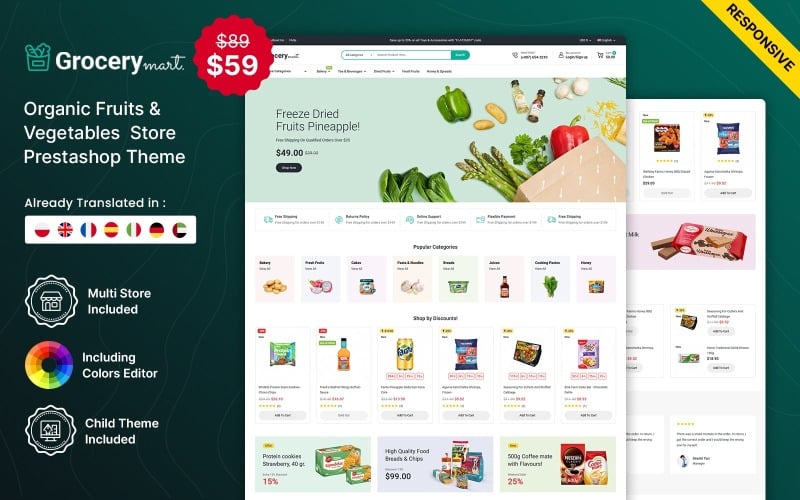Grocery Mart: Prestashop主题，适用于蔬菜和有机产品