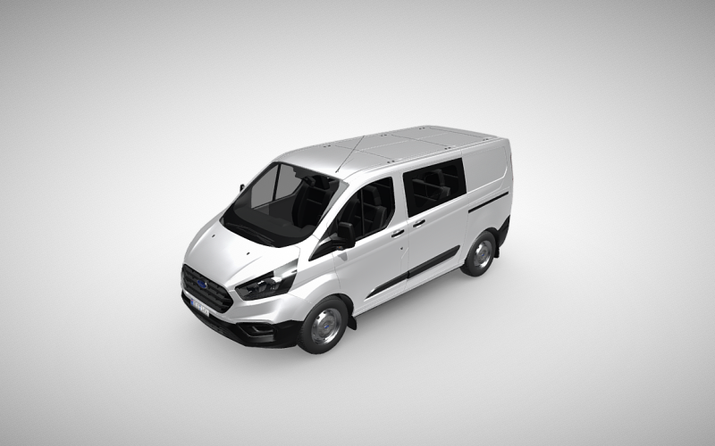 Modèle 3D Premium Ford Transit Custom Double Cab-In-Van : parfait pour les rendus professionnels