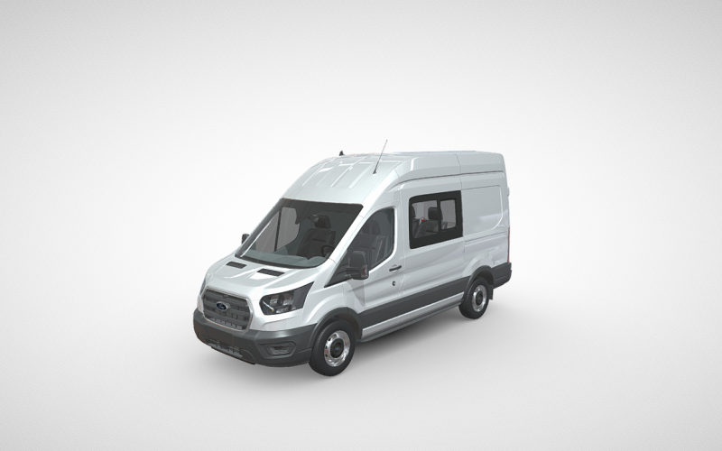Modelo 3D premium de camioneta Ford Transit con doble cabina: representación realista y con alto nivel de detalle