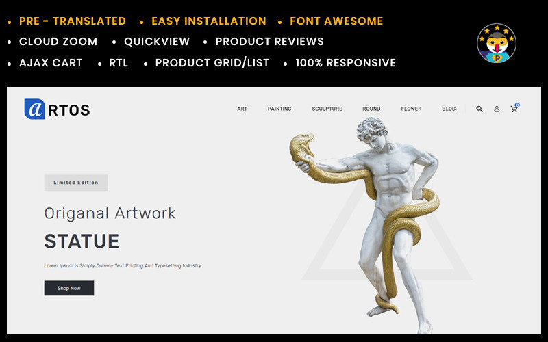 Тема Artos Art and Showpieces Prestashop