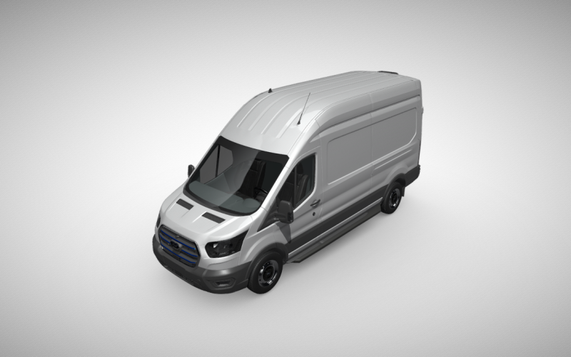 Modello 3D del furgone Ford E-Transit per presentazioni dinamiche
