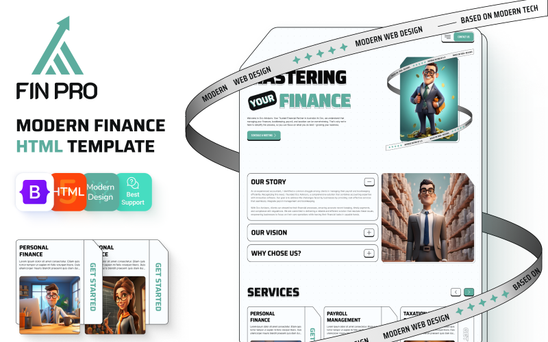 FinPro - Agenzia finanziaria professionale - Modello di sito Web HTML animato per consulente finanziario