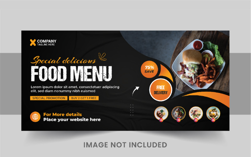食品网页横幅模板或食品社交媒体封面