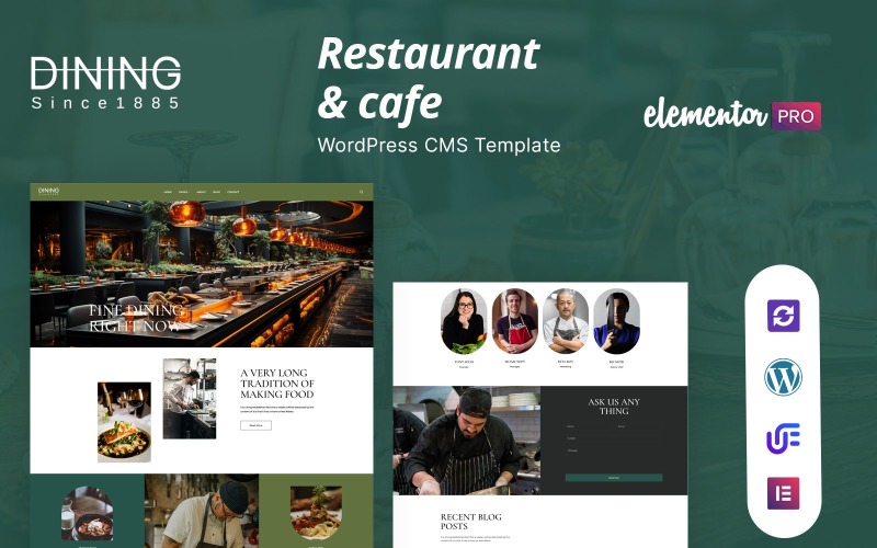Dineren - Restaurant of café Elementor WordPress-thema
