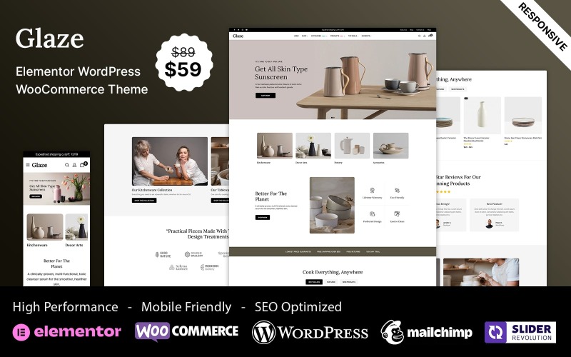 Glaze - 陶瓷陶器和工艺品多用途响应式 WooCommerce Elementor 主题