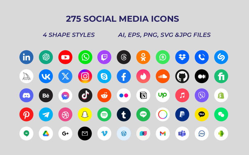 Populära sociala medier ikonsamling