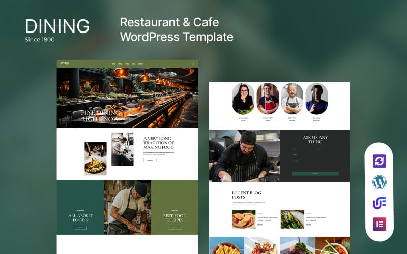 Stravování – restaurace nebo kavárna Elementor WordPress Téma