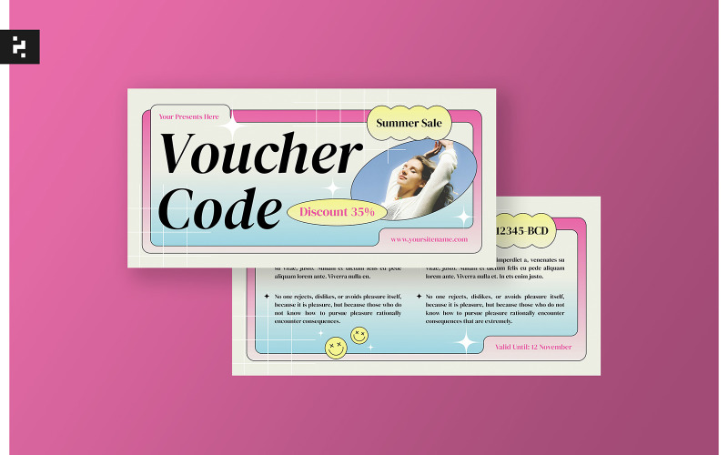 Voucher promozionale stile Y2K