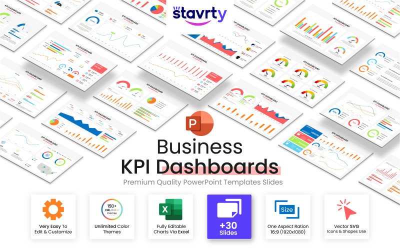 Presentazione di diapositive modello PowerPoint dashboard KPI creativo