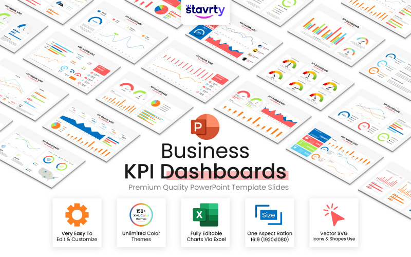 KPI-dashboard PowerPoint-sjabloon Diapresentatie