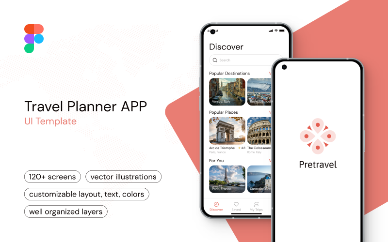 Pretravel – UI-Vorlage für die Reiseplaner-App