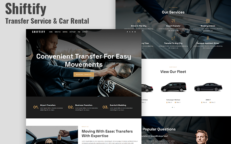 Shiftify - Transfer Service & Сar Rental Landing Page HTML5 Mall