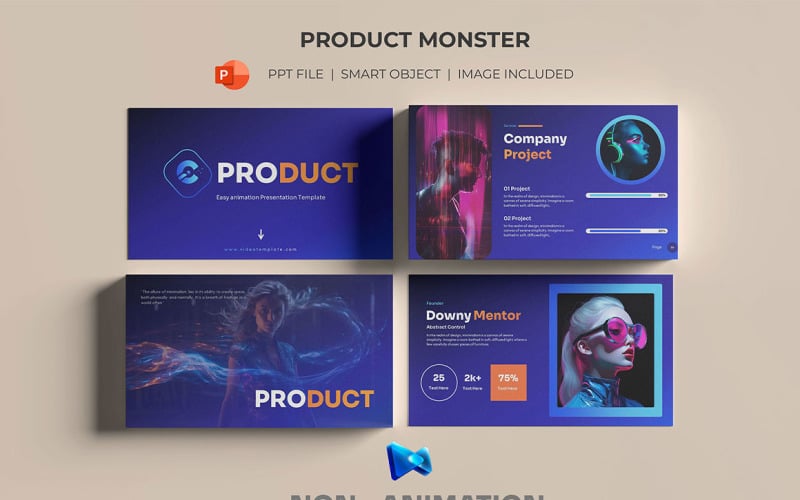 Modèle de présentation PowerPoint de monstre de produit