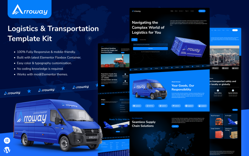 Arroway - Elementor-sjabloonkit voor logistiek en transport