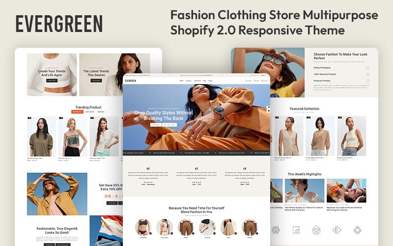 Evergreen - Modeklädbutik Multipurpose Shopify 2.0 Responsive Theme