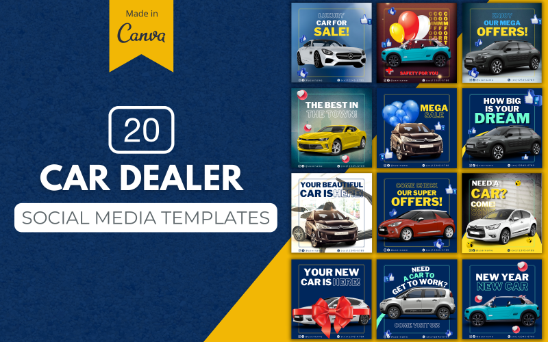 20汽车经销商的社交媒体Canva模板