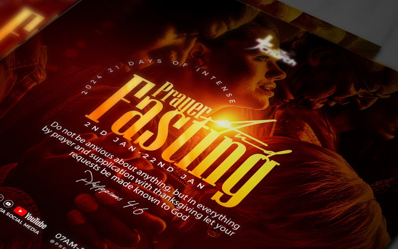 2025 prayer and fasting church flyer template PSD