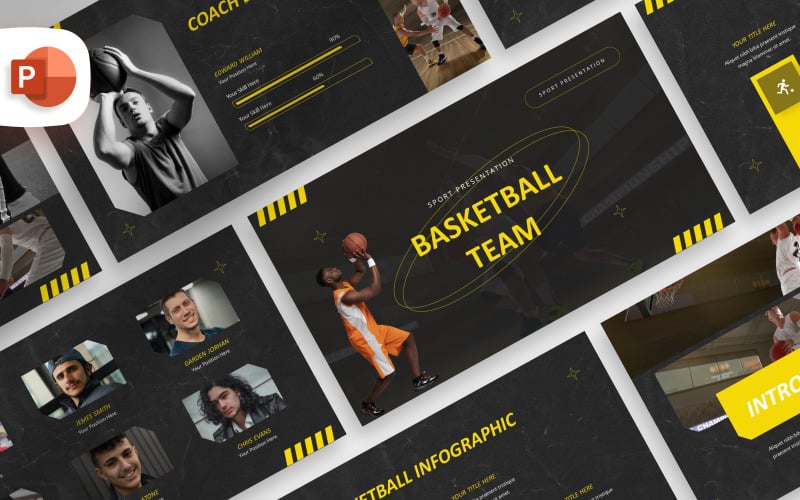 Plantilla de PowerPoint - equipo de baloncesto moderno