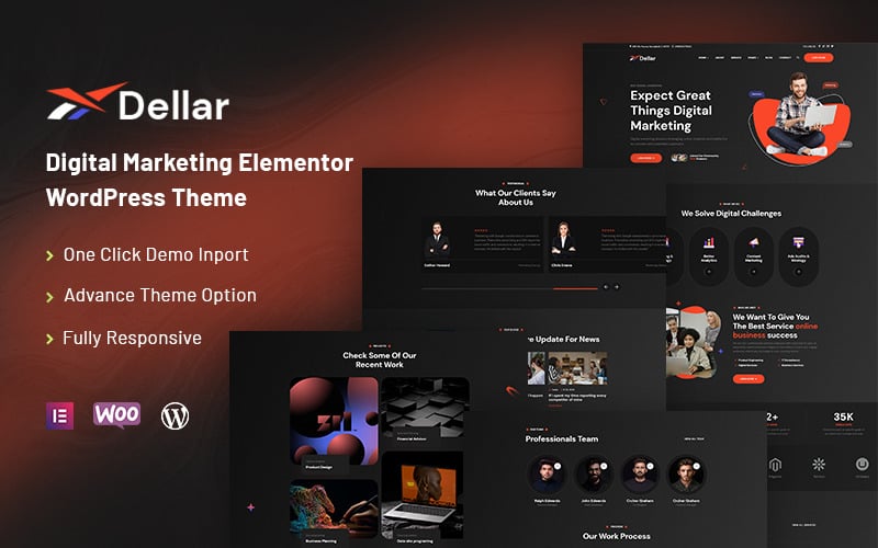 Dellar - Tema de WordPress Elementor de marketing digital