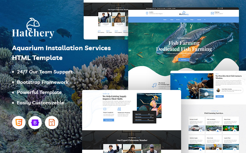 Écloserie – Modèle de site Web de services d'installation d'aquarium