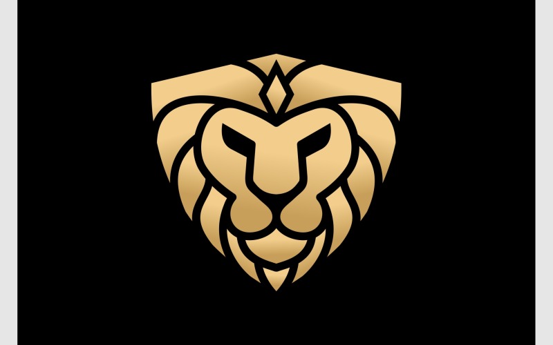 Lion Shield Gold Luxury Logo