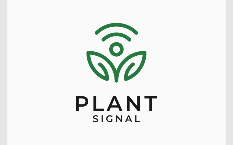 Logotipo sem fio do sinal da folha da planta