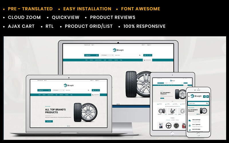 Тема Straight Auto Parts Prestashop