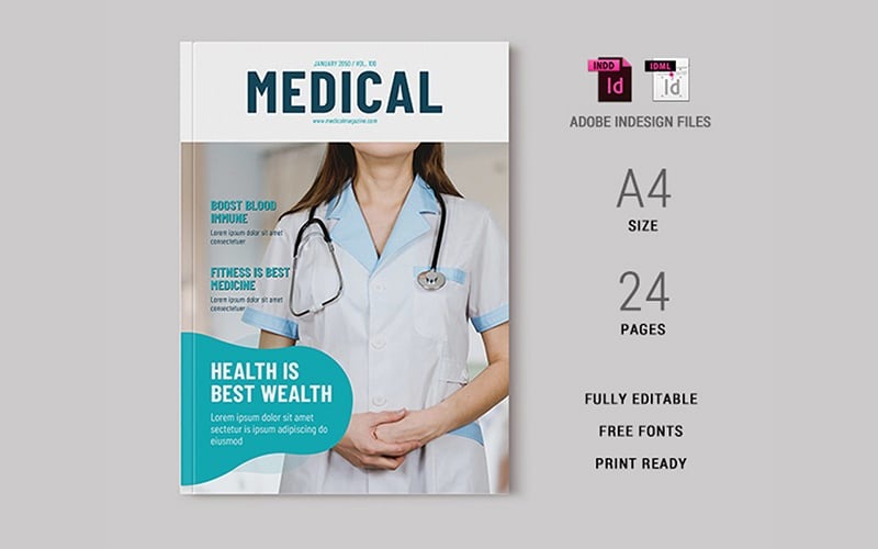 Modèle de magazine de santé Indesign