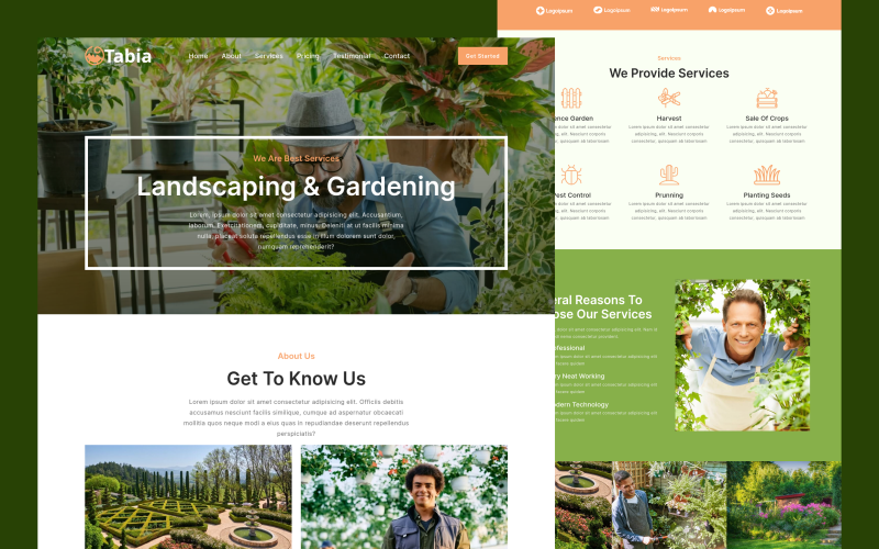 Tabia - modelo de página inicial de paisagismo e jardinagem