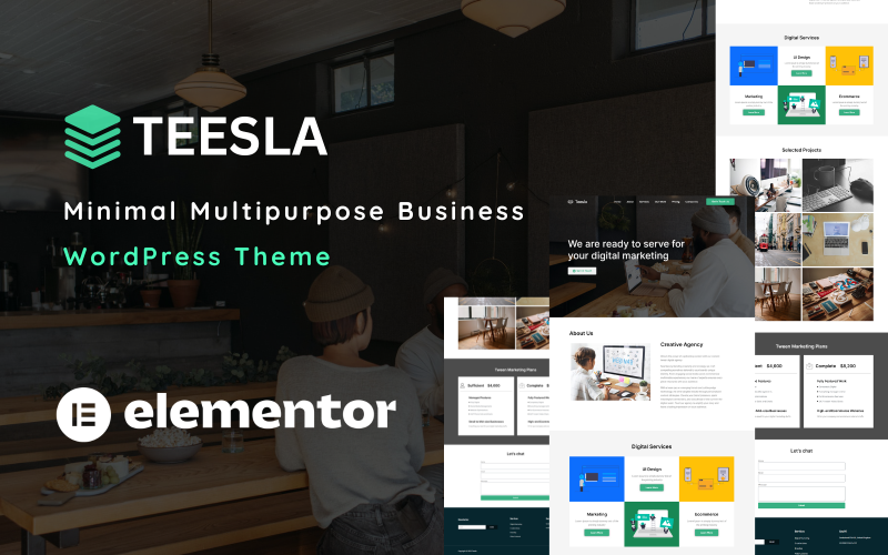 Teesla - Minimalistisk Multipurpose Business WordPress Theme One Page