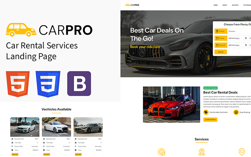 Carpro — Целевая страница по аренде автомобилей