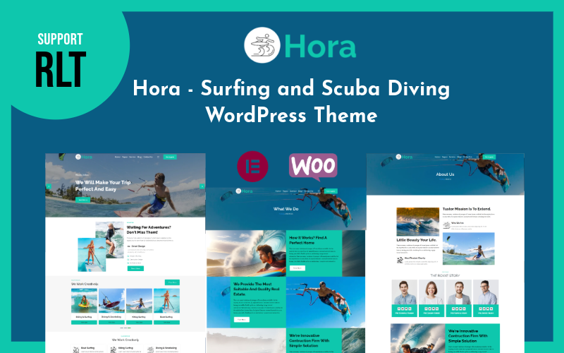 Hora - téma WordPress pro surfování a potápění.