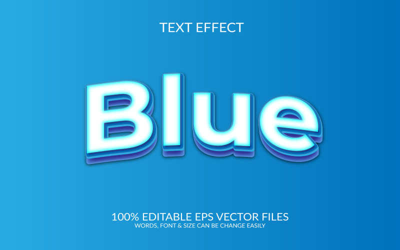 Modrý plně proměnlivý vektorový textový efekt eps.