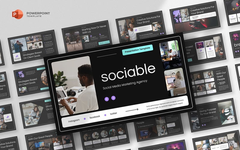 Sällskaplig - Powerpoint-mall för marknadsföring av sociala medier