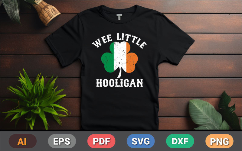 We Little Huoligan Irish Patricks Day Shirt, rolig St. Paddy's Day Tee, Shamrock grafisk T-shirt