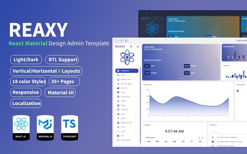 Reaxy - Šablona správce React Material Design