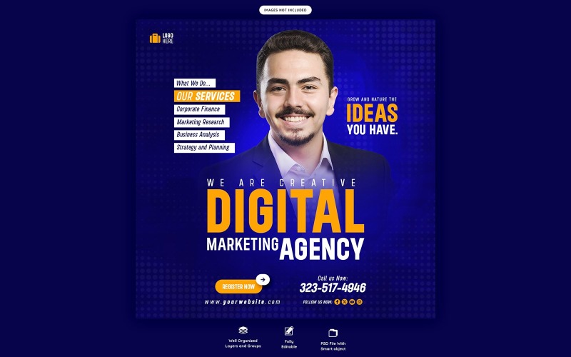 Digitální marketingová agentura sociální média šablona