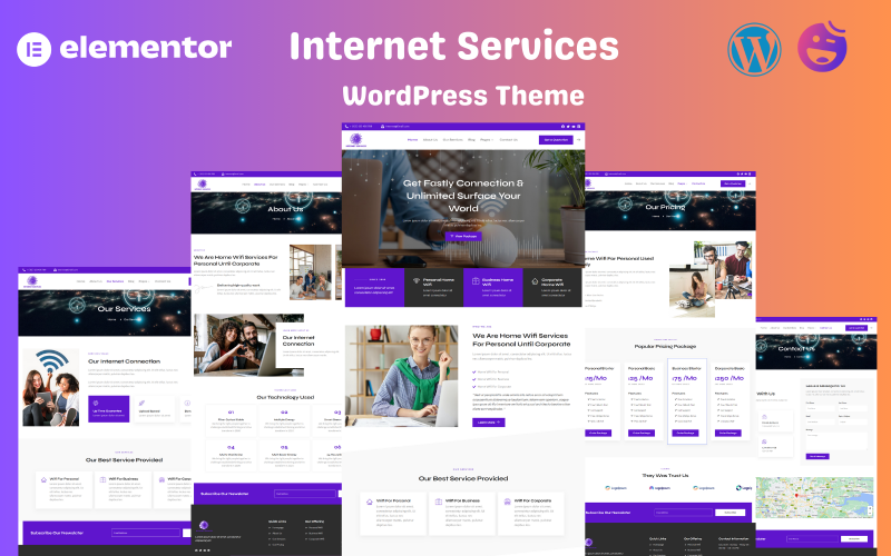 Internetdiensten Elementor WordPress-thema