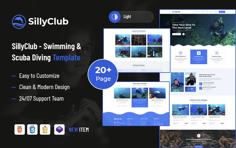 愚蠢俱乐部-游泳 & Scuba Diving HTML5模板