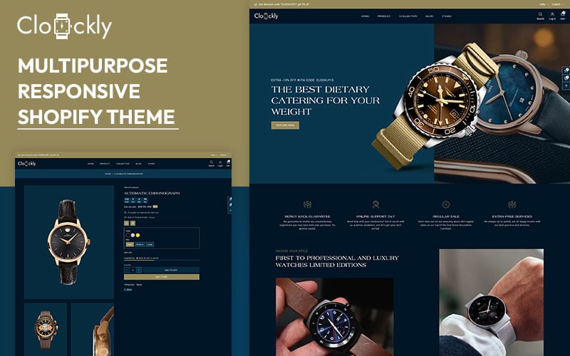 Clockly -智能手表商店和反应主题Shopify 2.0 di moda minimale