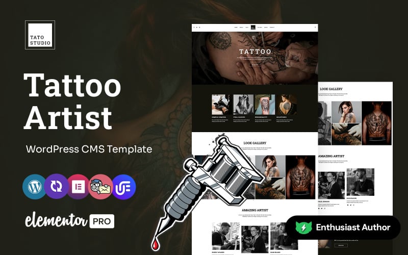 Tato工作室-纹身艺术家多用途的WordPress元素主题