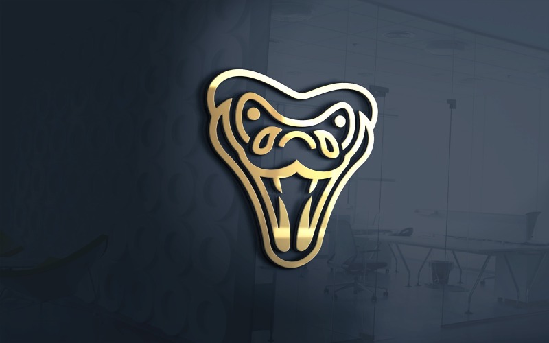 Modèle de logo de contour de tête de serpent doré