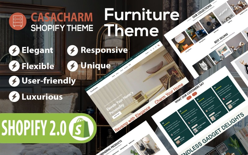 CasaCharm -家具和室内装饰极简主义的多页购物主题-支持rtl